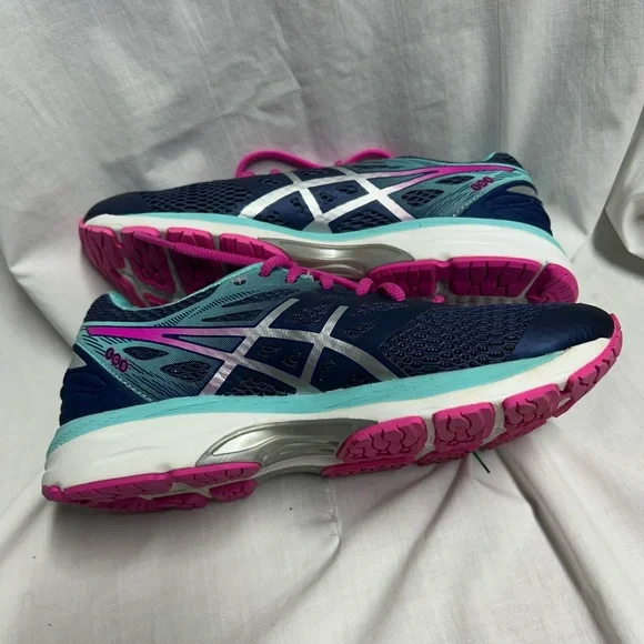 Asics Gel Cumulus 18 Women's Navy/Silver/Pink Running Shoes US 6.5 T6C8N A5 - Picture 7 of 9